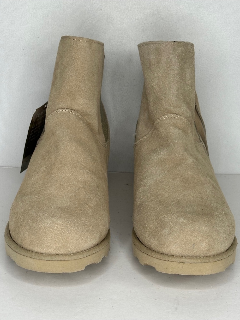BearPaw NWT Megan Tan Suede Short Zip Winter Boots Wedge - Picture 3 of 10